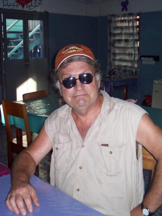 Joe Bageant at Innie's Cafe in Belize
